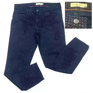 Tory Burch Womens Emmy Ankle Skinny Pants Sz 30 Navy Daisy Dots Stretch Classic